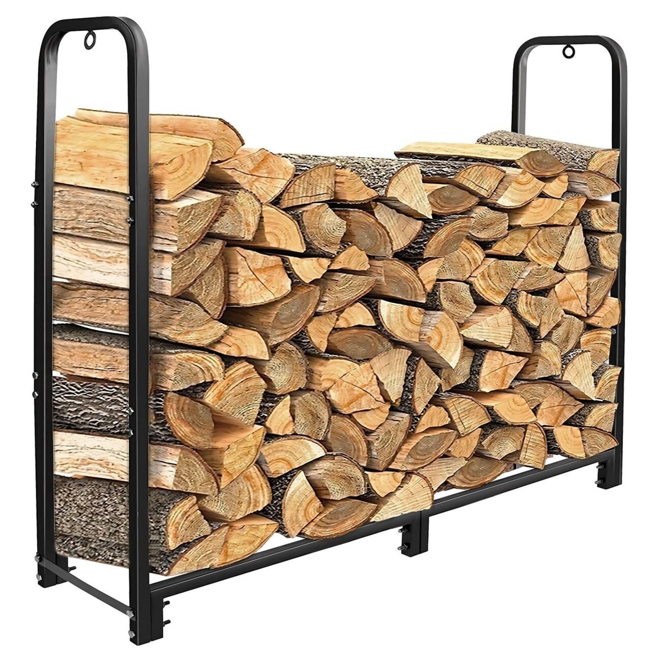 Firewood Log Rack 2500Lbs Iron Wood Lumber Storage Stacking Rack 4.03Ft Heavy Duty Pile Lumber Storage Holder For